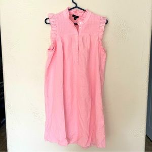 Adorable pink J. Crew dress with ruffle detail; size M tall; never been worn
